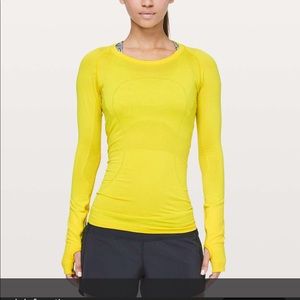 Lululemon top swifty tech long sleeve crew yellow